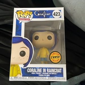 Limited edition Funko pop of coraline in her raincoat